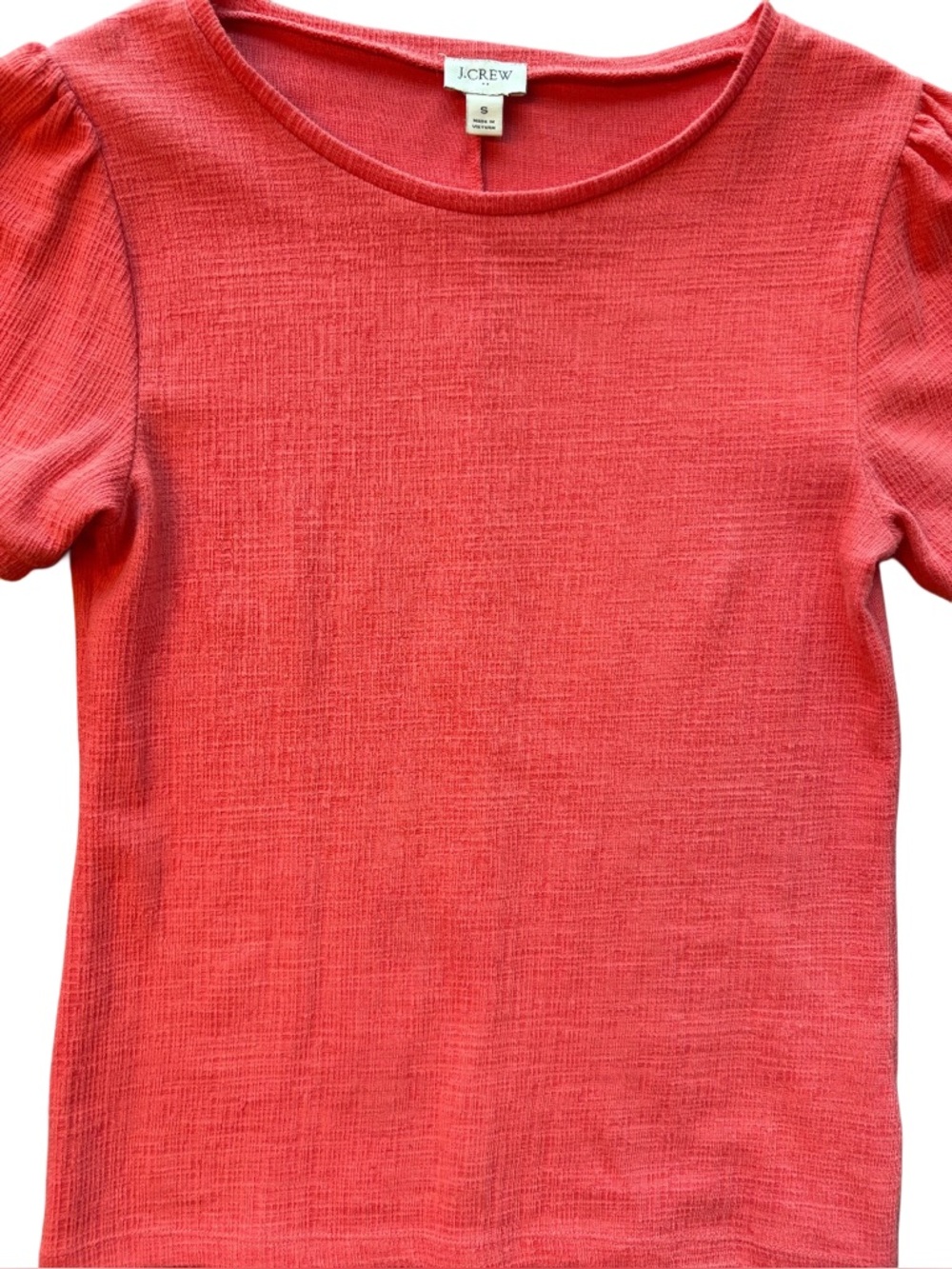 Orange J. Crew Textured Short-Sleeve Crew Neck Top